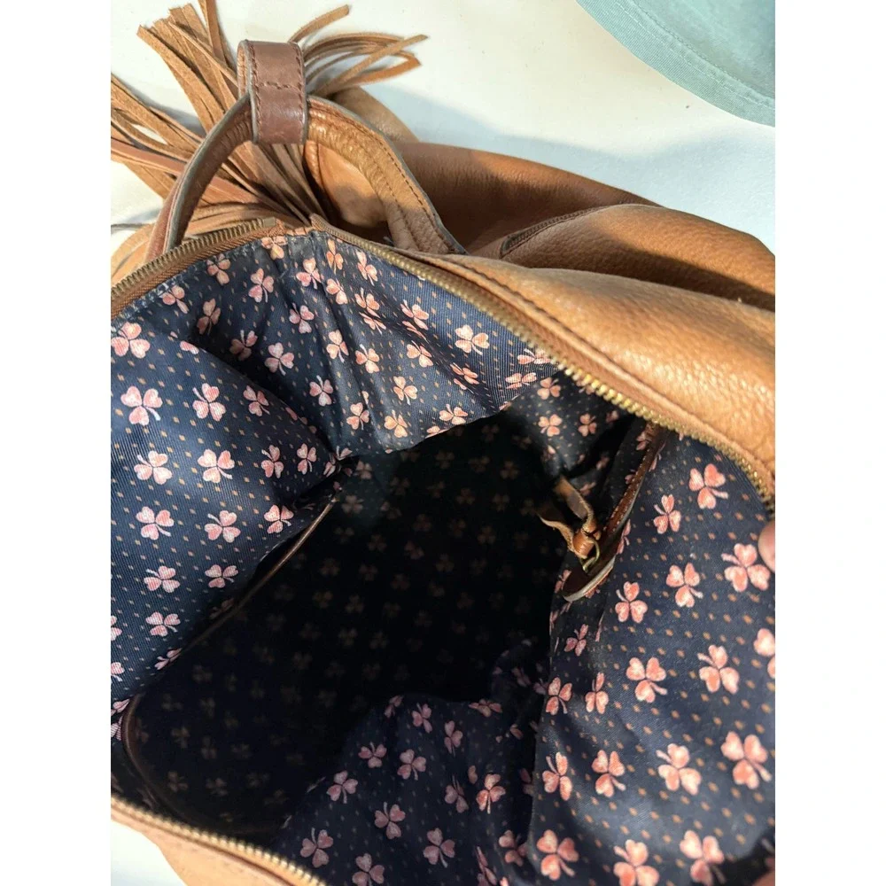 The Sak Tan Leather Hobo Crossbody Bag Tassel Boho‎ Cognac Large Tote
